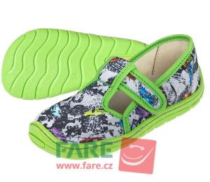 Barefoot Fare bare dětské papuče na suchý zip 5102431 bosá