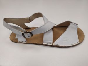 Barefoot kožené sandále bílé- normální šíře