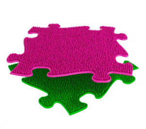Ortopedická podlaha MUFFIK puzzle Tráva tvrdá | růžová, zelená