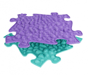 Ortopedická podlaha MUFFIK puzzle Oblázky měkké | fialová, tyrkysová