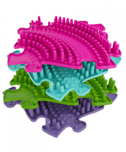 Ortopedická podlaha MUFFIK puzzle Twister tvrdý | fialová, růžová, zelená