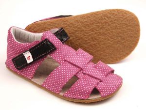 Ef barefoot sandálky - růžové s černou podrážka