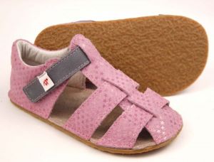 Ef barefoot sandálky - růžové s šedou podrážka