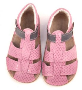 Ef barefoot sandálky - růžové s šedou shora