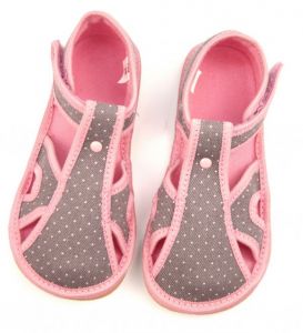 Ef barefoot papučky 386 šedo-růžové - otevřené shora