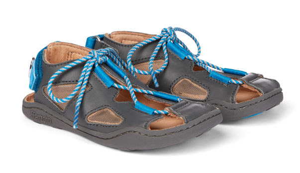 Barefoot Dětské barefoot sandály Affenzahn Sandal Leather Dog-Grey bosá