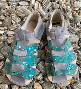 OKBARE barefoot sandálky Palm D201 šedá/zelená | 26