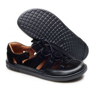 Barefoot Sportovní kožené sandále ZAQQ QLEAR Black bosá
