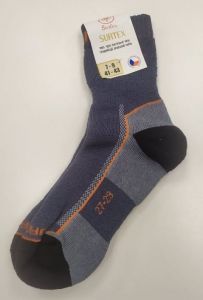 Surtex ponožky froté - 95 % merino černé s oranžovým nápisem detail 1