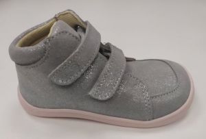 Baby bare shoes Febo Fall grey/pink třpytivé