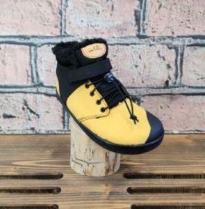 Zimní barefoot kožené boty Pegres  BF40 - žlutá | 27, 35, 36
