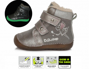 Zimní boty DDstep 070 - stříbrné s vílou | 20