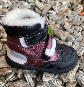Jonap zimní barefoot boty Falco bordó lesk slim | 22, 29