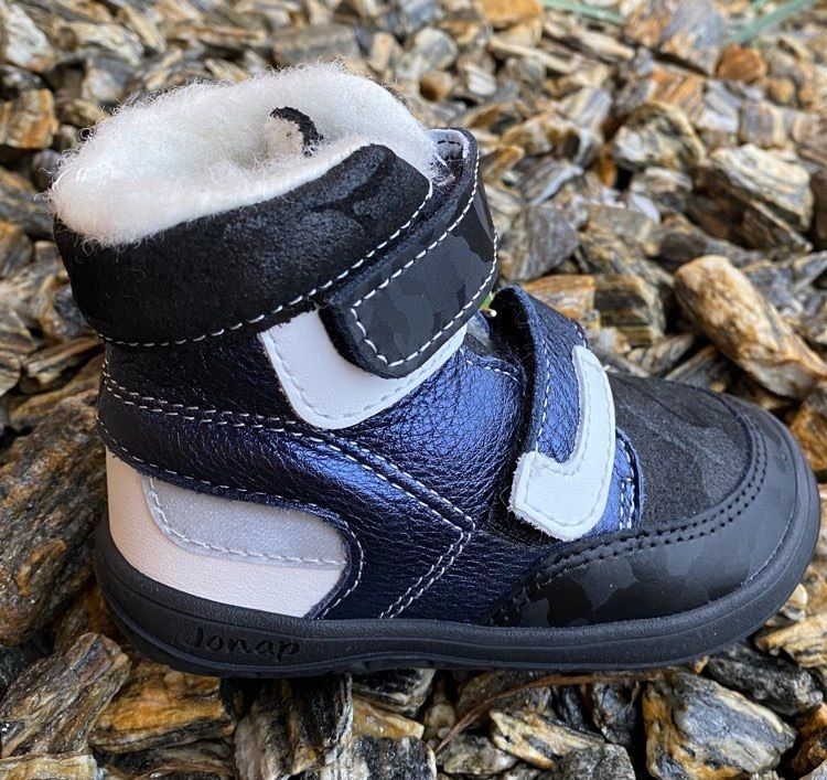 Jonap zimní barefoot boty Falco modrá lesk