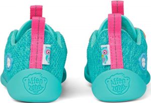 Barefoot Dětské barefoot boty Affenzahn Happy Knit Owl - green/pink bosá