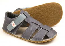 Ef barefoot sandálky - šedé s modrou podrážka
