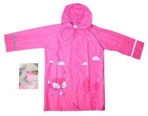 Dívčí pláštěnka růžová - liška | 92-98, 104-110, 116-122, 128-134