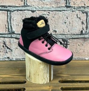Zimní barefoot kožené boty Pegres  BF40 - růžové | 26, 27, 29
