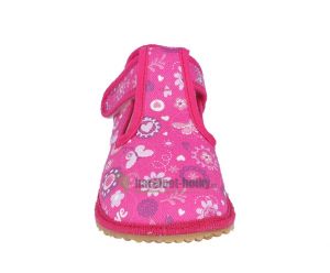Barefoot Beda barefoot - bačkorky suchý zip - růžové s motýlky bosá