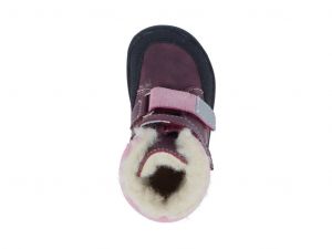 Barefoot Jonap zimní barefoot boty Falco vínové - vlna bosá