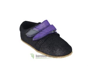 Barefoot Beda barefoot - Kožené capáčky dark violette - 2 suché zipy bosá