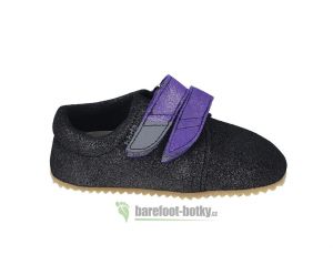 Barefoot Beda barefoot - Kožené capáčky dark violette - 2 suché zipy bosá