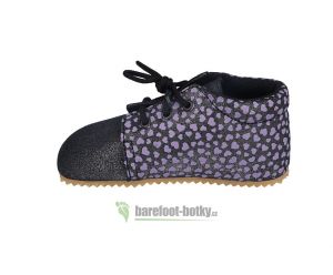 Barefoot Beda barefoot - Kožené capáčky vyšší - Dark violette bosá