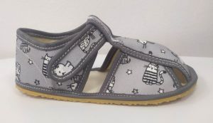 Baby bare shoes papučky - grey cat | 23, 26