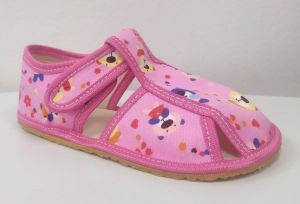 Barefoot Baby bare shoes papučky - pink teddy bosá