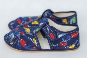 Barefoot Baby bare shoes papučky - navy cars bosá