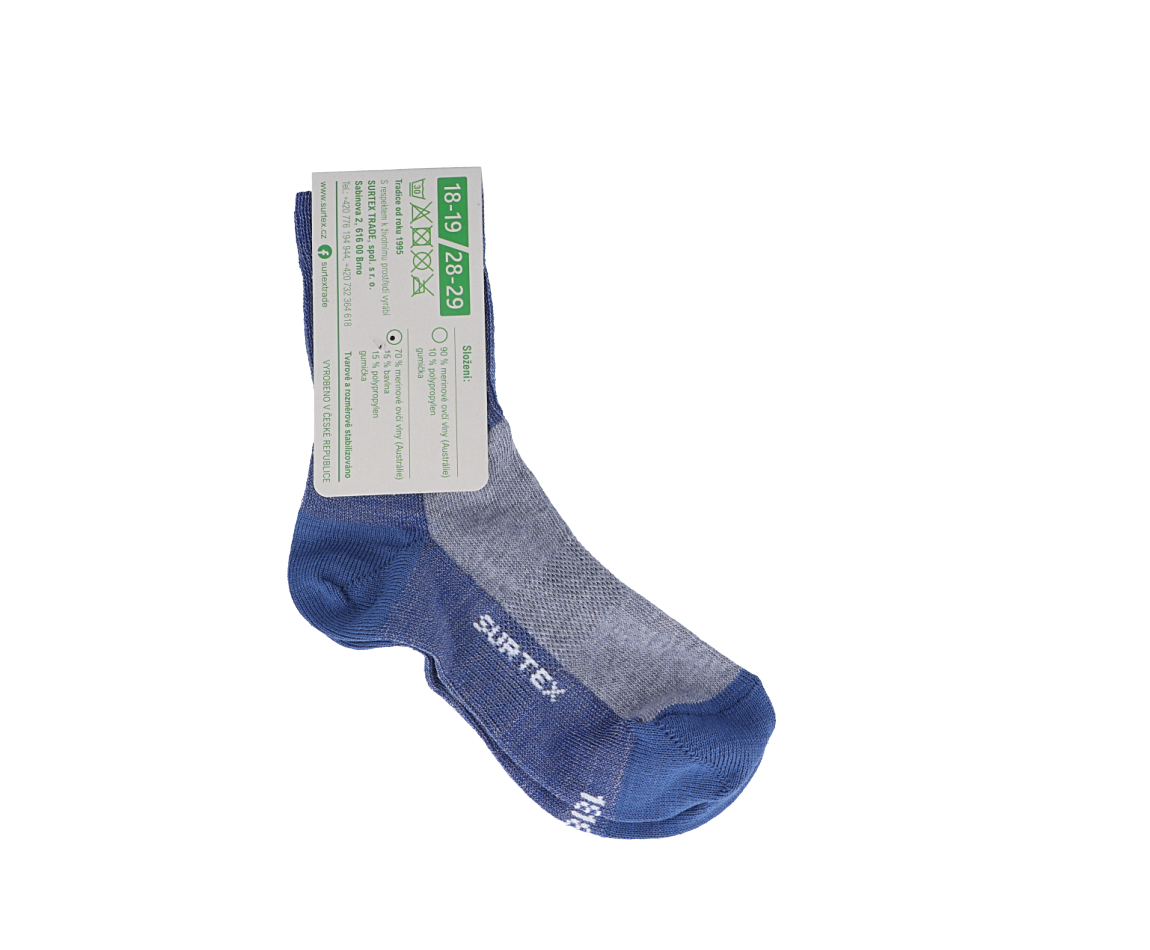 Dětské Surtex merino sportovní ponožky tenké - modré