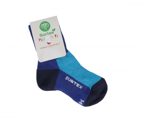 Dětské Surtex merino sportovní ponožky tenké - tyrkysové | 14-15 cm