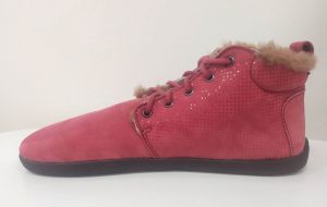 Barefoot Zimní kotníkové boty Zkama shoes Alma - burgundy dot bosá