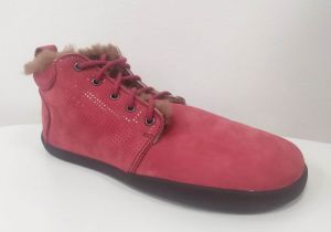 Barefoot Zimní kotníkové boty Zkama shoes Alma - burgundy dot bosá