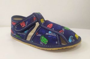 Barefoot Baby bare shoes papučky - navy cars bosá