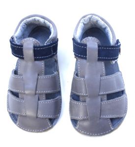 Ef barefoot sandálky - světle šedé s modrou shora