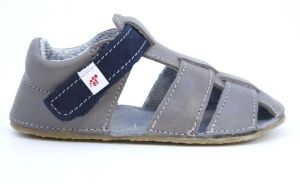 Ef barefoot sandálky - světle šedé s modrou | 21, 22, 23, 24, 25, 26, 27
