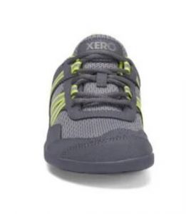 Dětské barefoot tenisky Xero shoes Prio gray/lime zepředu