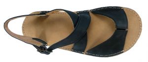 Barefoot kožené sandále černé - normální šíře (podrážka 4 mm)