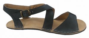 Barefoot kožené sandále černé -  normální šíře (podrážka 4 mm) bok