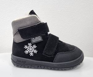 Jonap zimní barefoot boty Jerry černé vločka - vlna