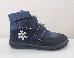 Jonap zimní barefoot boty Jerry tmavě modré vločka - vlna