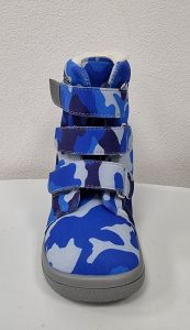 Beda Barefoot - vysoké zimní boty s membránou military blue zepředu