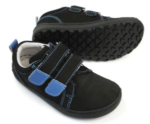 Barefoot kožené celoroční boty EF Black blue podrážka